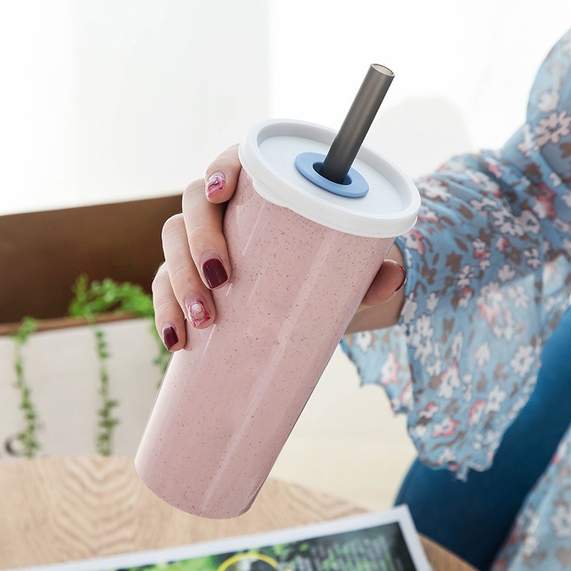 Cangkir Minuman Portabel Bahan Plastik Dengan Tutup Ganda Untuk Anak-Anak