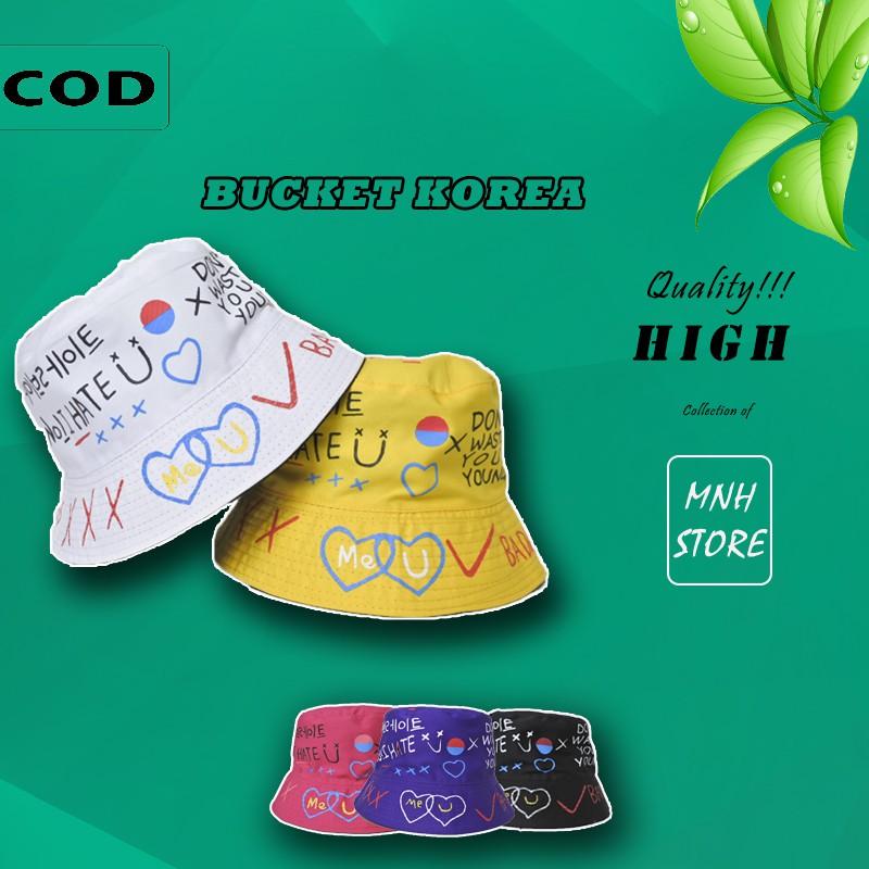 Topi bucket korea topi bucket wanita pria bucket hat topi korea motif topi wanita topi pria h4