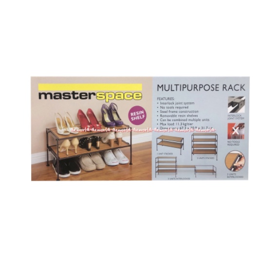 Masterspace Multipurpose Rack Rak Sepatu Bisa Susun Bertingkat 67x30cm Master Space Tempat Penyimpanan Rak Sendal Sepatu 3tingkat