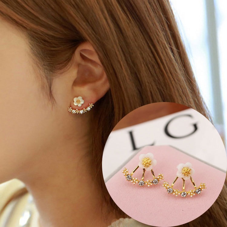 Anting Tusuk Gantung Desain Bunga Aster / Chrysanthemum Hias Kristal Gaya Korea / simple Untuk Wanita