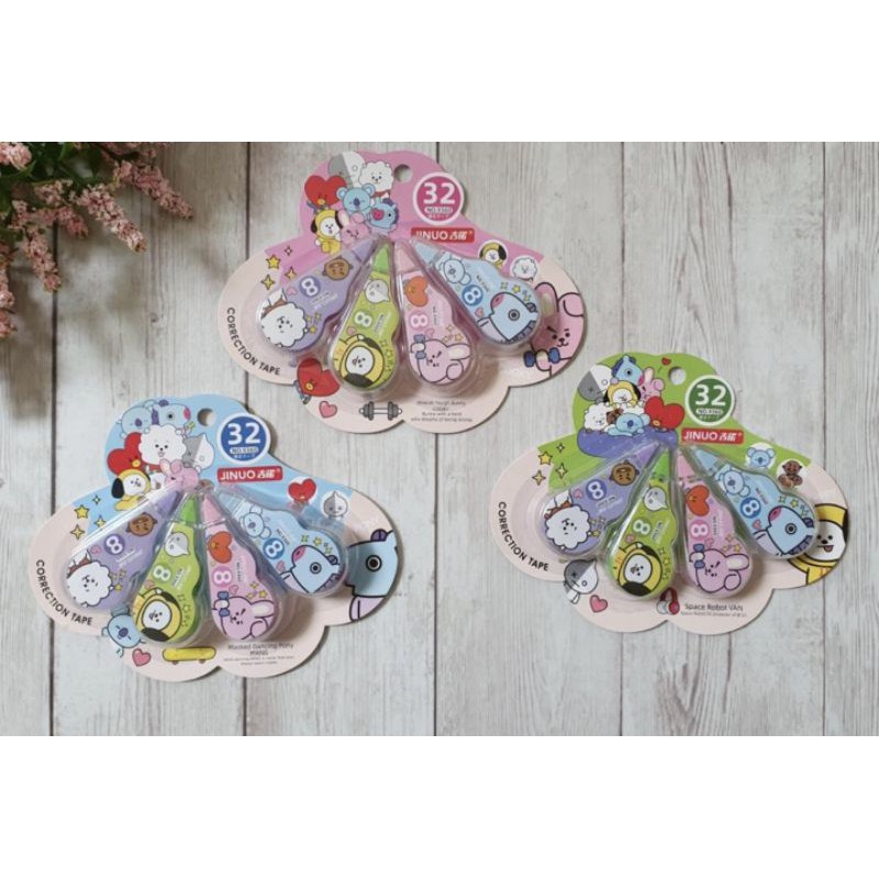 TIPEX ROLL/correction tape/tip-ex kertas/tipe-x karakter lucu kecil-BTS 4pcs (8M/pcs)
