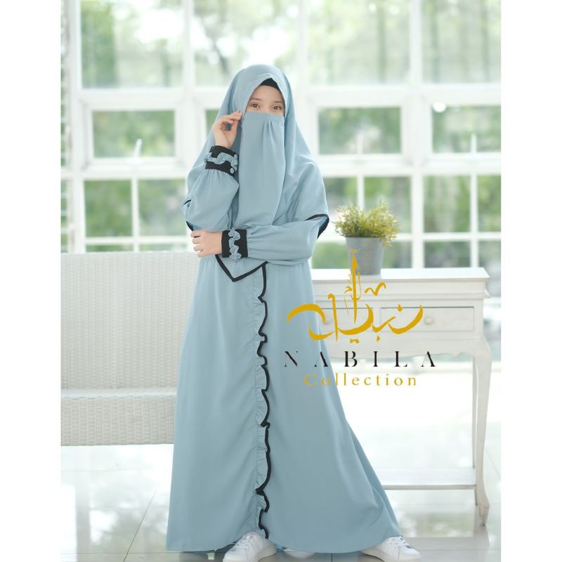 gamis anak terbaru shabiyan  syar'i 3 in 1set khimar dan cadar
