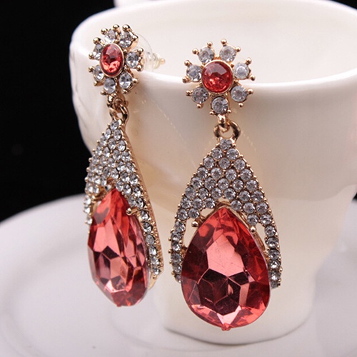 Hu Hu Hu Hu Hu Alat Bantu Pasang Kacamata♡ Anting Tusuk Gantung Desain Tetesan Air Hias Berlian Imitasi Gaya Korea Menarik Untuk Wanita