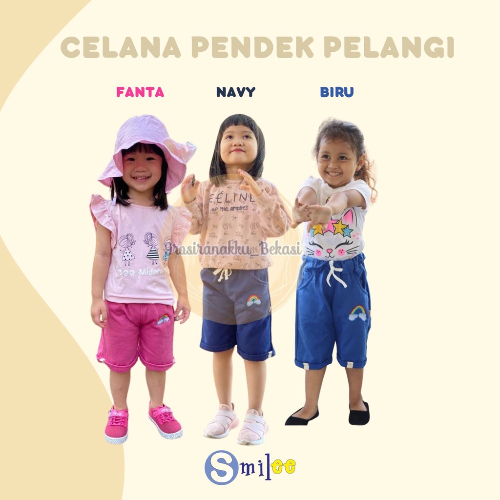 Celana Pendek Anak Pelangi Mix Warna Size 3-5thn