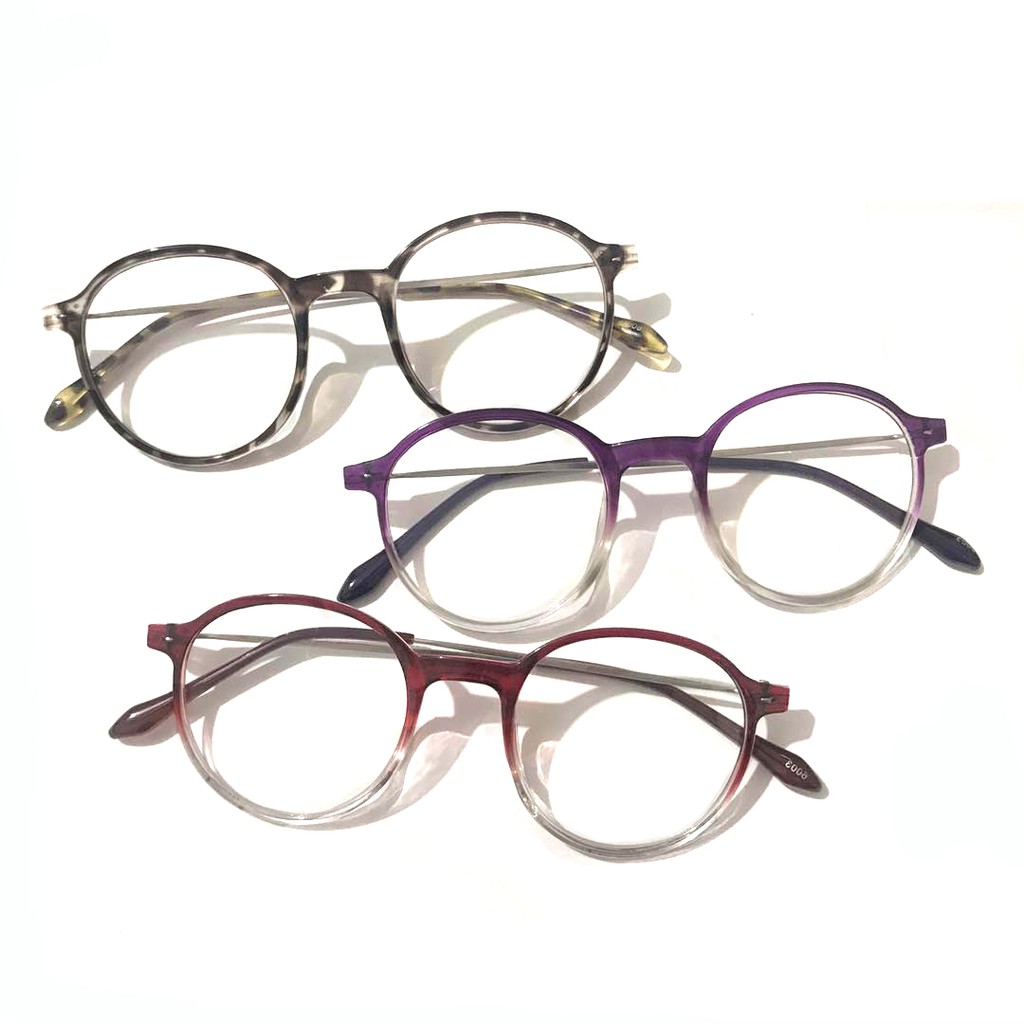 Kacamata Wanita Hitam Pria Dan Wanita Frame kacamata Metal Round Sunglasses Lensa Transparan