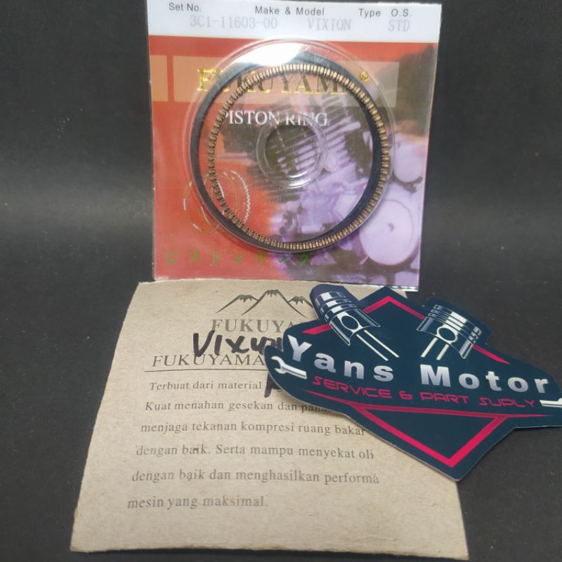 FUKUYAMA VIXION 3C1 RING SEHER RING PISTON VIXION UKURAN STD 25 50 75 100 ORIGINAL ASLI FUKUYAMA