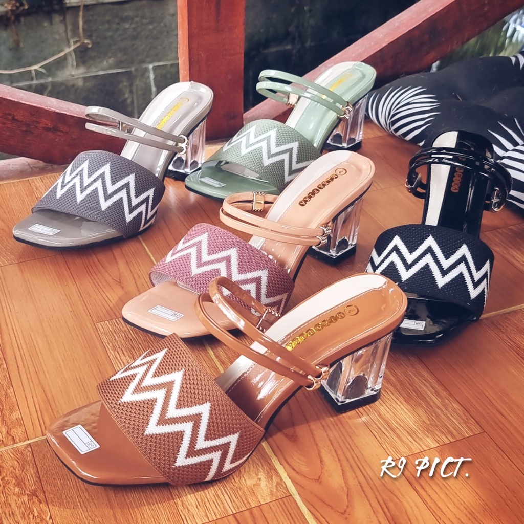 R9 Sale Sandal Wanita Heels Kaca Nadin Heels Strappy