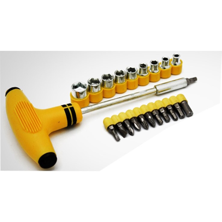 CRH 22 Bit T Handle Tool Kit Ratchet Screwdriver Set / obeng
