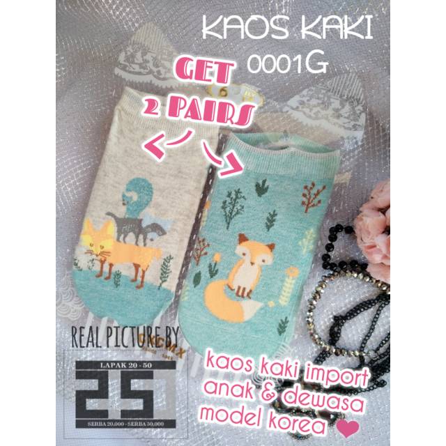 KAOS KAKI PENDEK ANAK DEWASA PEREMPUAN IMPORT TERMURAH 0001G ABU ABU HIJAU MOTIF KARAKTER LUCU KOREA