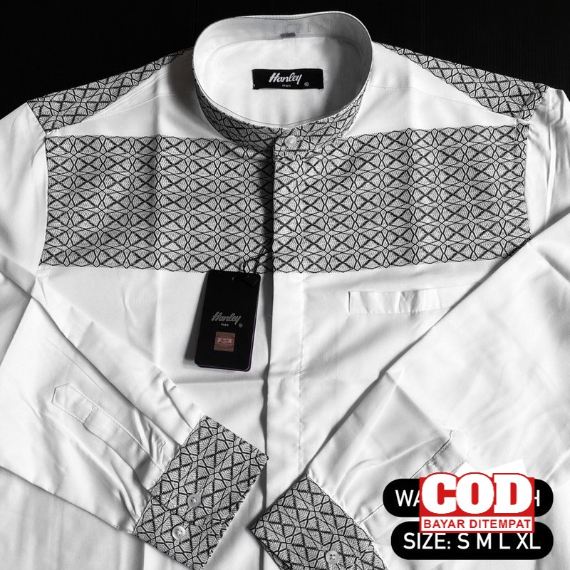 Kemko Harley Lengan Panjang Warna Putih Motif Jaring U89