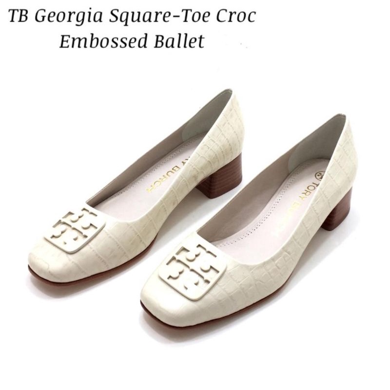 sepatu TB georgia square toe croc embossed ballet