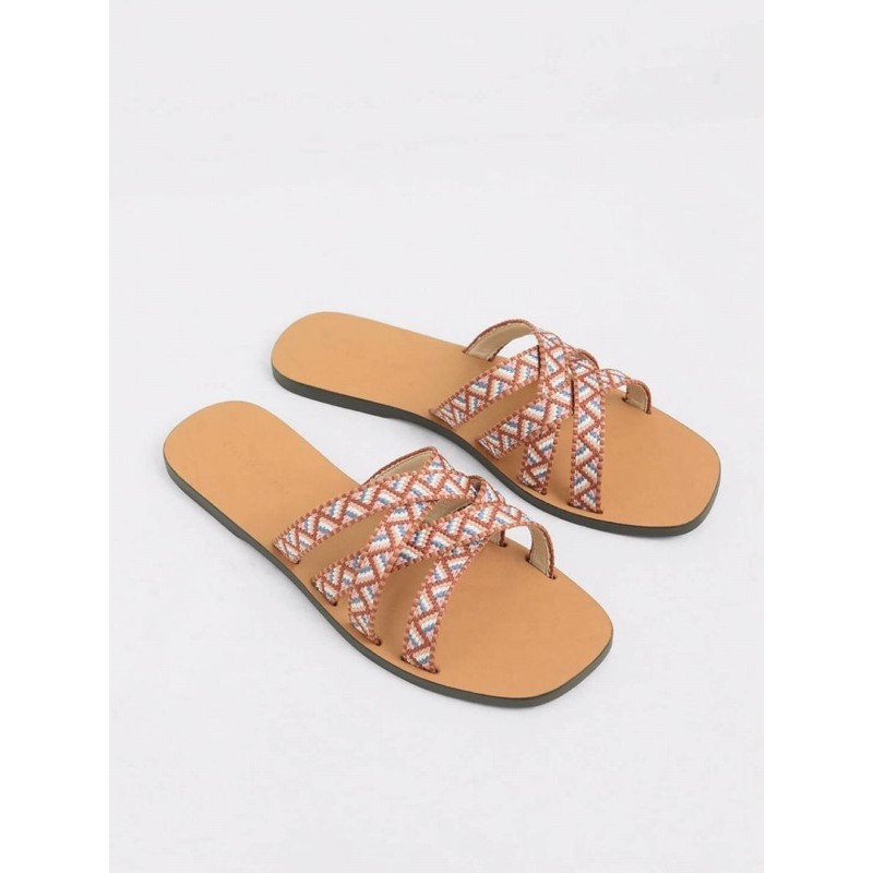 [7.7 Boombastis Sale⚡] - SANDAL WANITA CKS352 WOVEN STRAPPY SLIDE  PREMIUM IMPORT