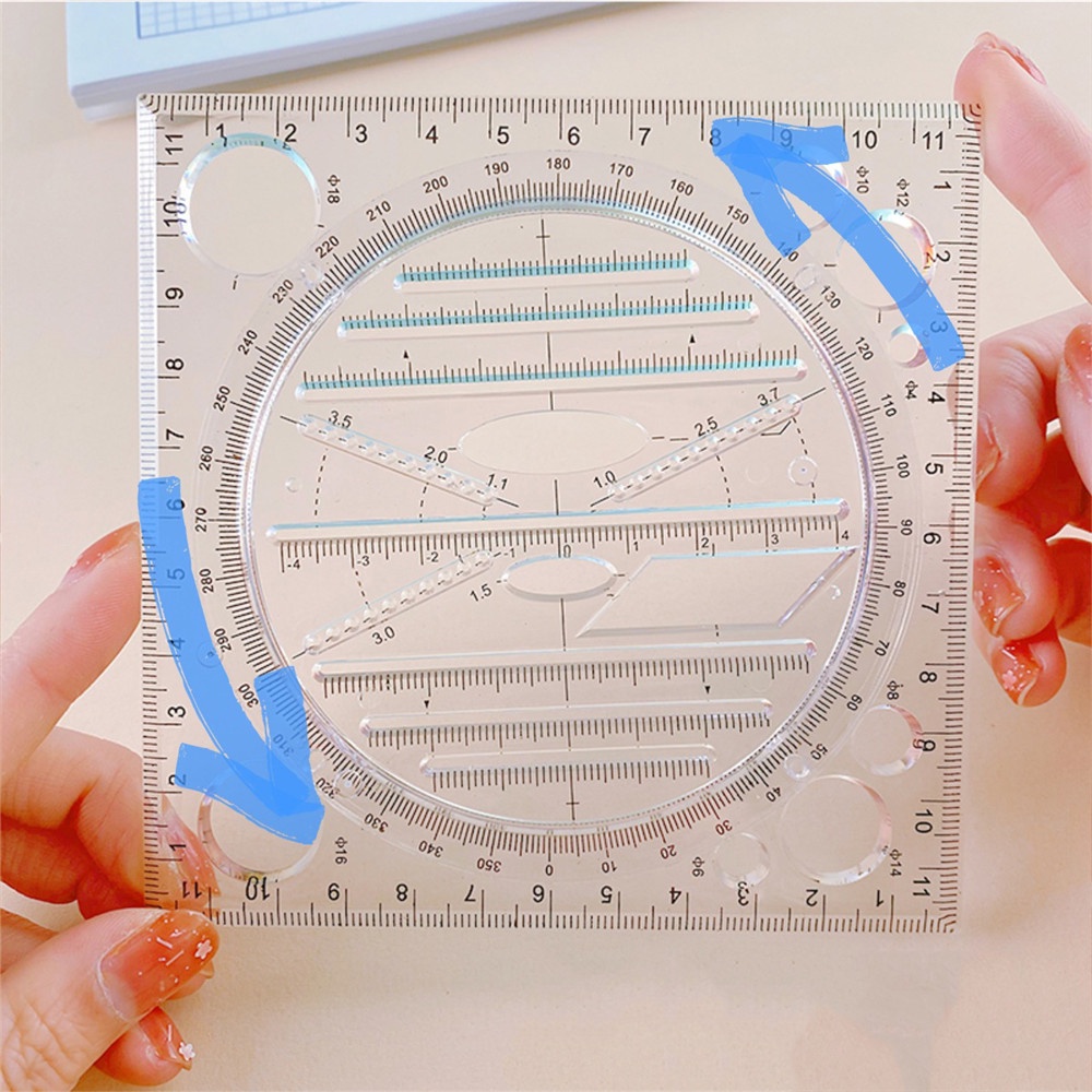 (Cod Tangding) Penggaris Bulat / Elips Multifungsi Bisa Dilepas Untuk Menggambar / Matematika