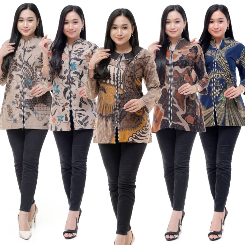 Baju Batik Wanita Modern Atasan Blouse Batik Kerja Wanita Kantor M L XL XXL