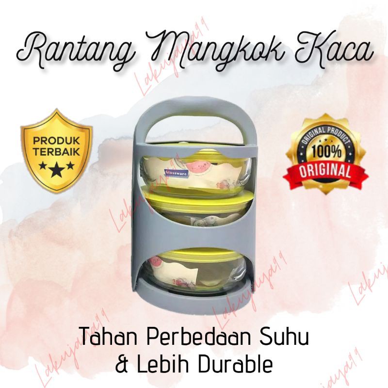 

Rantang Bowl Set Glass 3 Susun - Lunch Box Set Beling / Mangkok Kaca 3 Susun