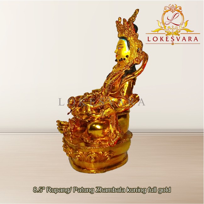 Patung Rupang Arca Logam Zhambala Kuning 8.5inch Full Gold