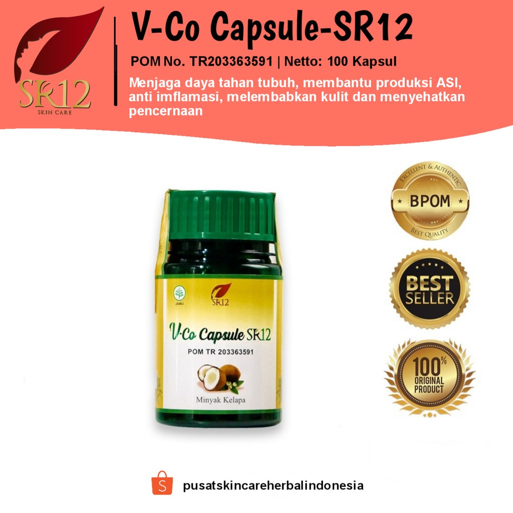 SR12 V-Co Capsul/kapsul minyak kelapa/kapsul imun booster/peningkat energi & stamina/pembunuh virus/