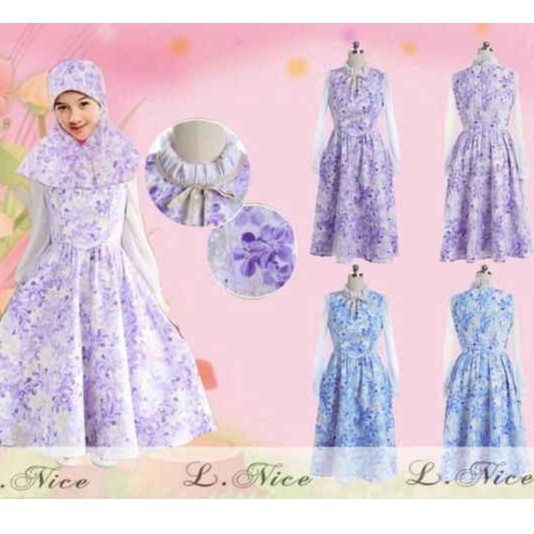 Gamis Anak Motif Bunga Grosir Import Termurah - purple sz 7 tahun 16c6
