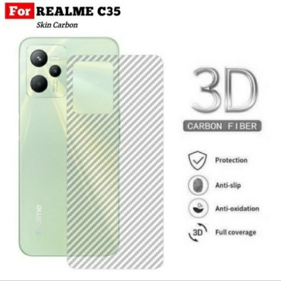 REALME C30S C30 C33 C35 C31 NARZO 6 6 PRO 5 5i 5 PRO ANTI GORES BELAKANG SKIN CARBON GARSKIN MOTIF KARBON TRANSPARAN PELINDUNG BELAKANG ANTI JAMUR