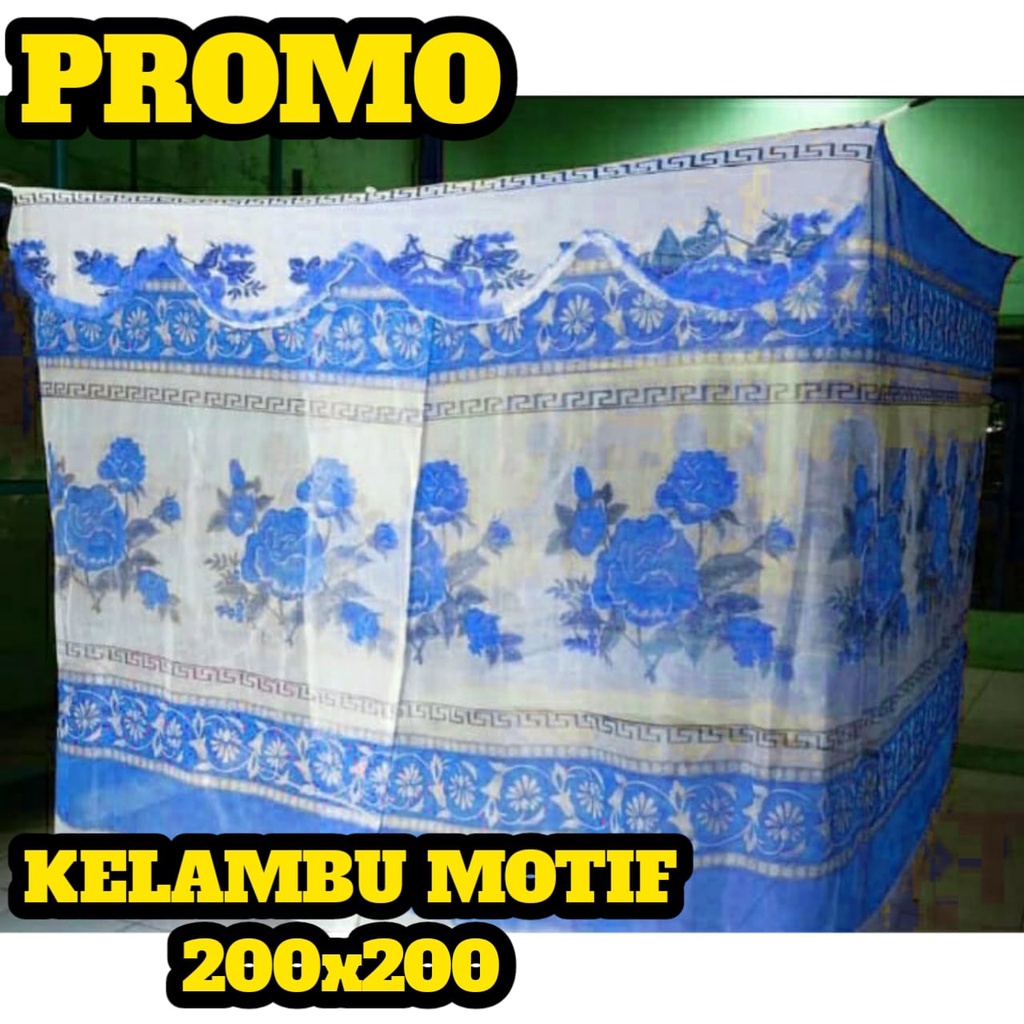 original kelambu nyamuk kotak motif bunga uk 180x200,250x200,300x200cm kelambu nyamuk premium COD