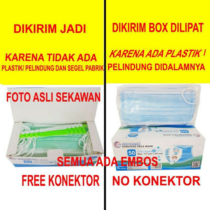 Masker medis 3 ply murah plus Connector