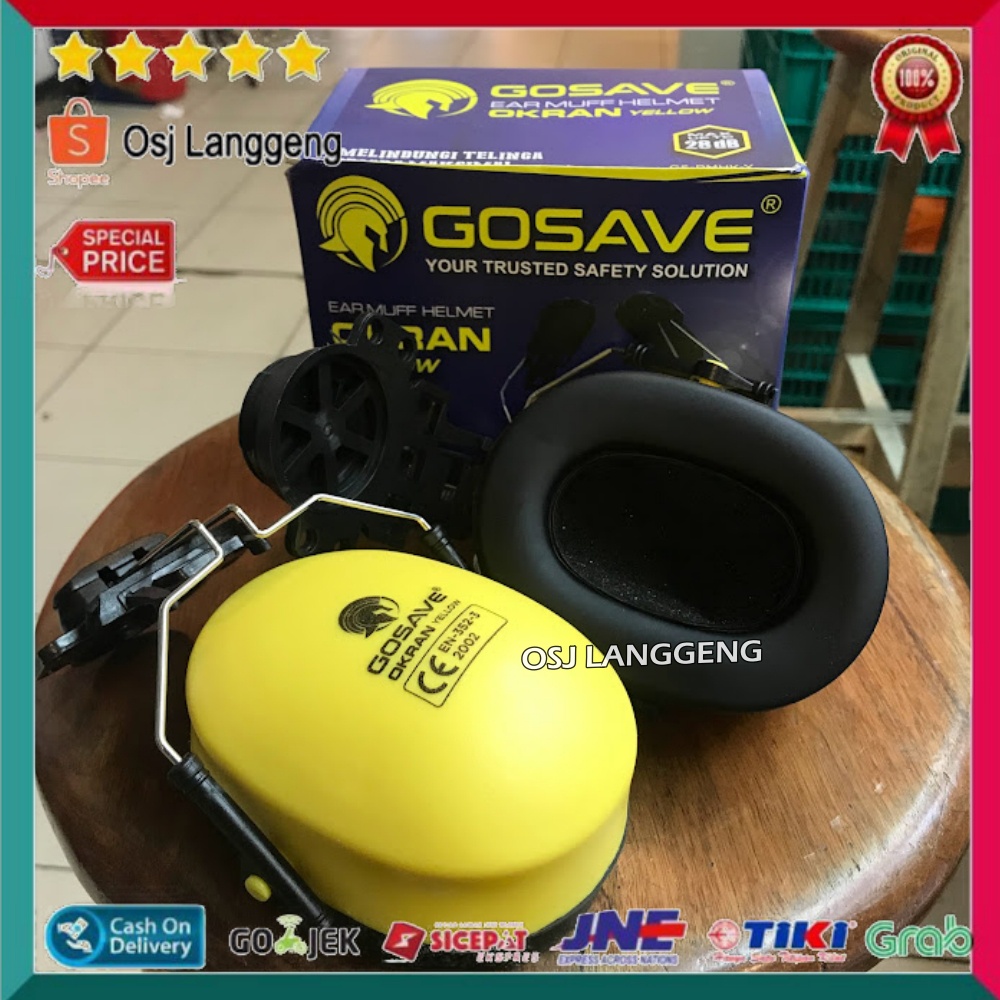 Ear Muff Cantel Helmet OKRAN Earmuff Safety 28Db Kuning Gosave 28 DB