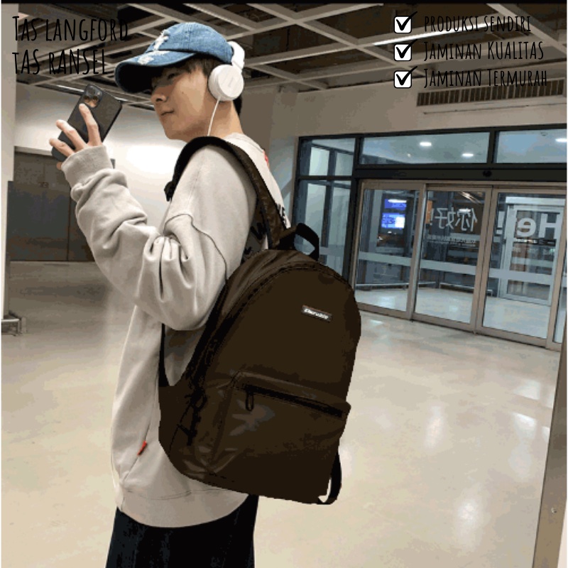 Tas Ransel Sekolah - Tas Remaja Dewasa Multifungsi Backpack Stylish Punggung Bahu Model Korea Kekinian Terbaru Murah Bagus Besar Laptop Import Lokal Original Simple Elegan Casual Pria Wanita Perempuan Cewek Cowok