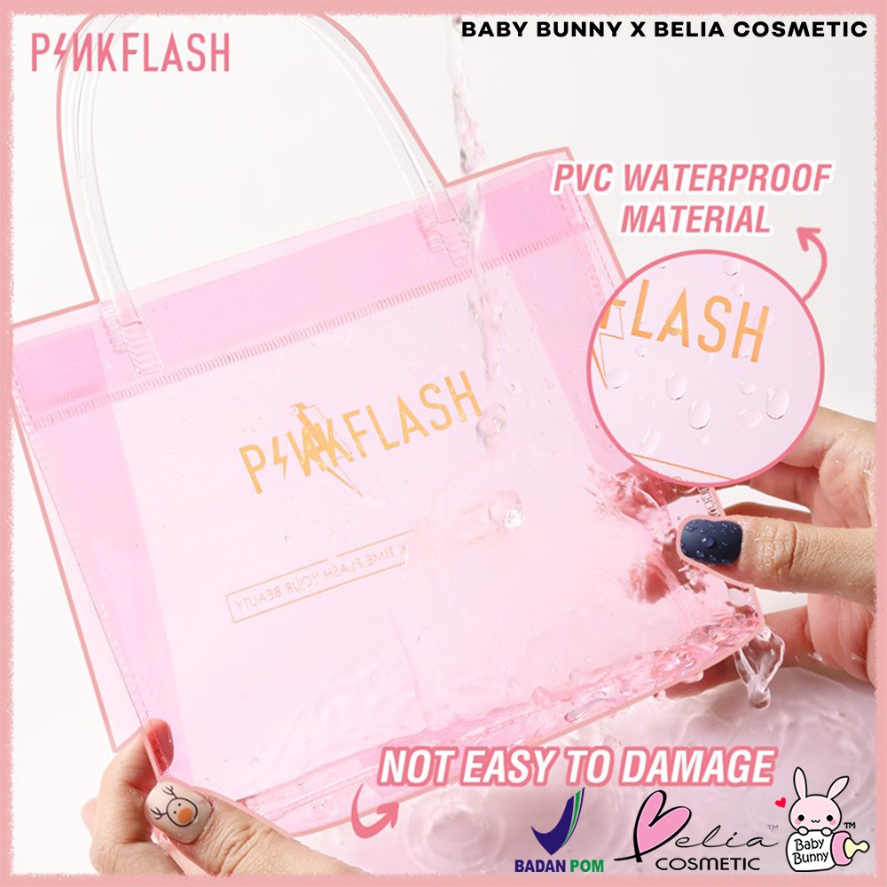 ❤ BELIA ❤ PINKFLASH PVC PINK Handbag | Waterproof PF-PVC BAG Travel Pouch | Cosmetic Pouch Bag Transparant