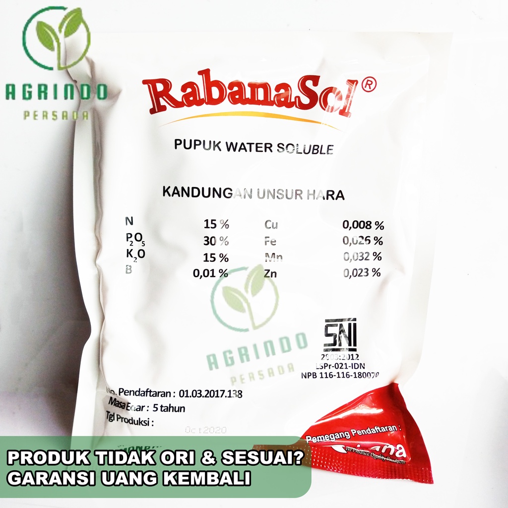 Rabanasol Merah 15-30-15+TE 500 gram/ WATER SOLUBLE / FOLIAR FERTILIZER / MAKRO MIKRO / PERANGSANG BUNGA