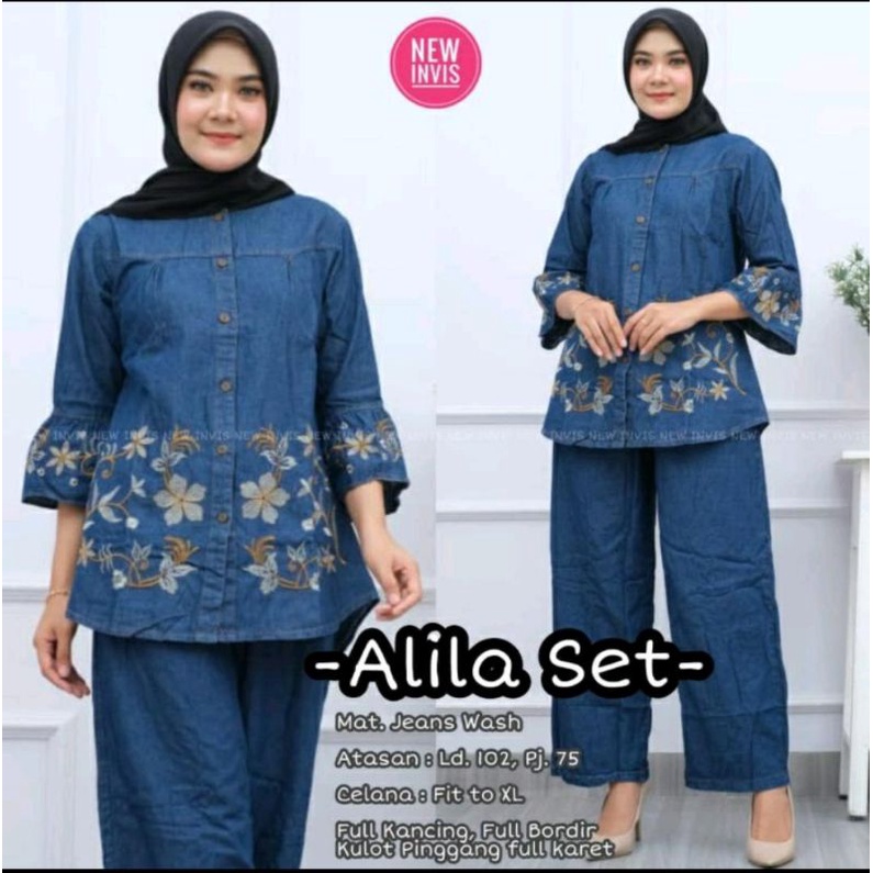 ALILA SET // Baju Celana // Setelan Wanita // Setelan Jeans // Jeans Premium Set