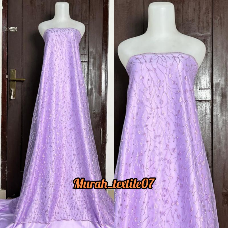 Kain Tile Akar Mutiara /bahan kebaya Tulle padi harga Persetengah meter