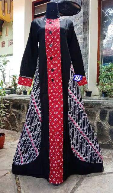 Gamis Batik Cap Kombinasi 2 Motif Cantik