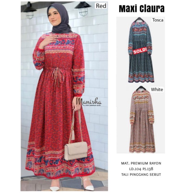 BIG SALE GAMIS CLAURA ALUNA FLOWIKA CLARA MAXY ORI EXTU/BAJU MAXI DRESS MUSLIMAH/FASHION MUSLIM