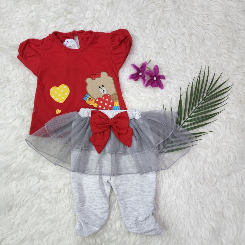 baju bayi perempuan stelan celana tutu baby girl