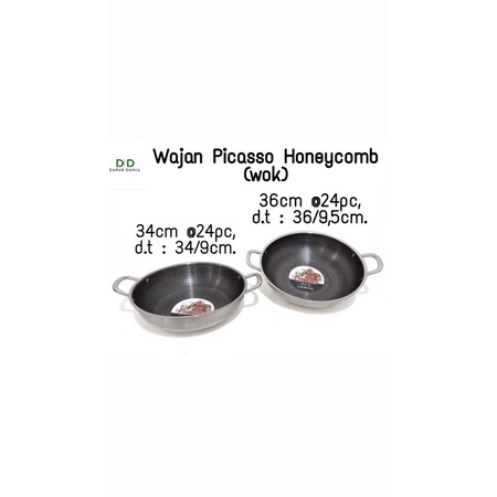 Wajan / wok stainless picasso honeycomb ( 34cm / 36cm )