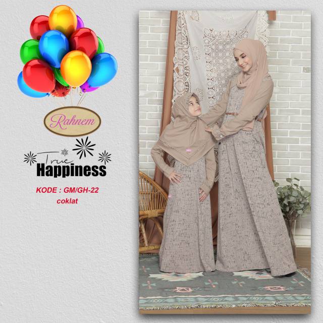 Gamis ibu anak rahnem gh22 gm22 coklat putih