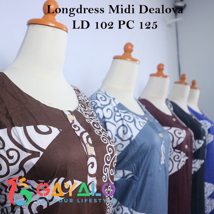 Daster Longdress Midi Dealova/ Daster Panjang/Daster Batik/Baju Tidur