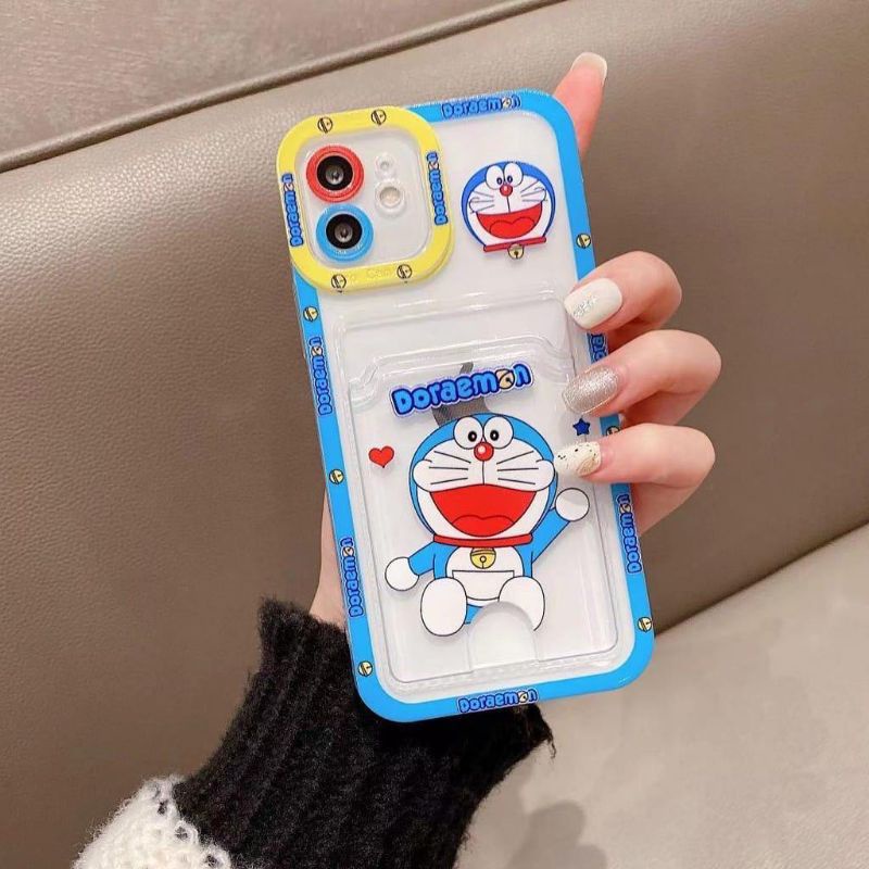 Case Transparan Disney Card Slot proteck kamera For Hp Oppo Realme Vivo Xiaomi Redmi Samsung