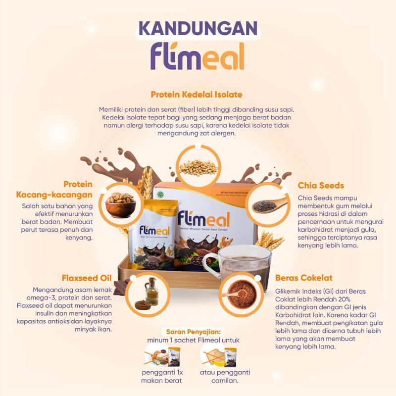 Flimeal Meal Replacement | minuman sereal rasa coklat by Flimty - 1 box isi 12 sachet