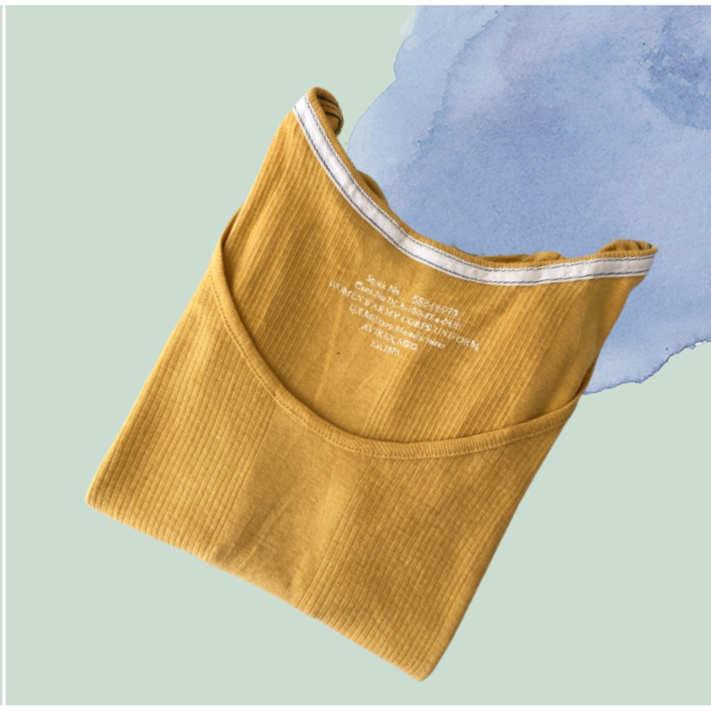 Kaos Atasan Wanita Polos Kuning Mustard
