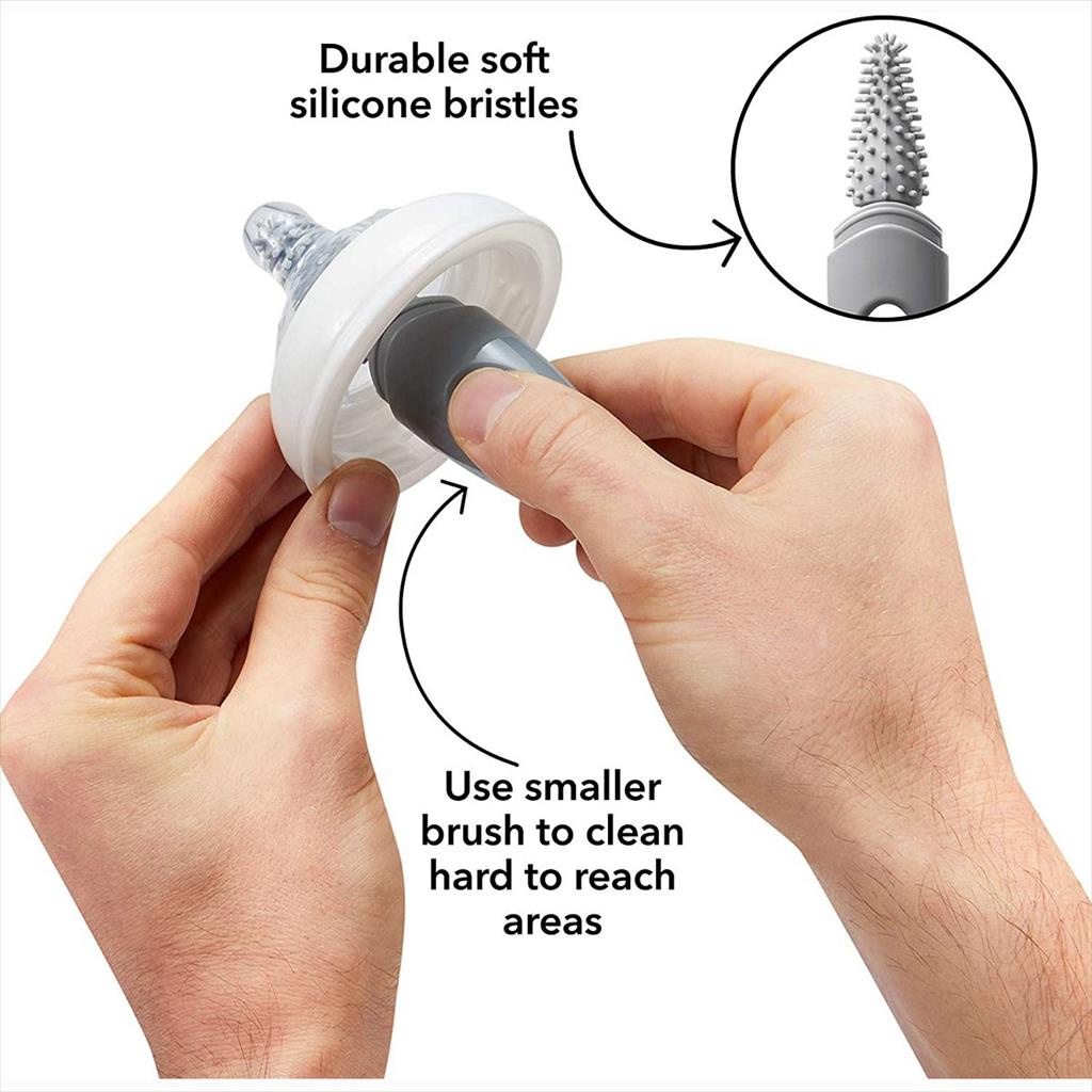 NUBY Silicon Bottle Brush Grey Sikat Botol Dot Bayi