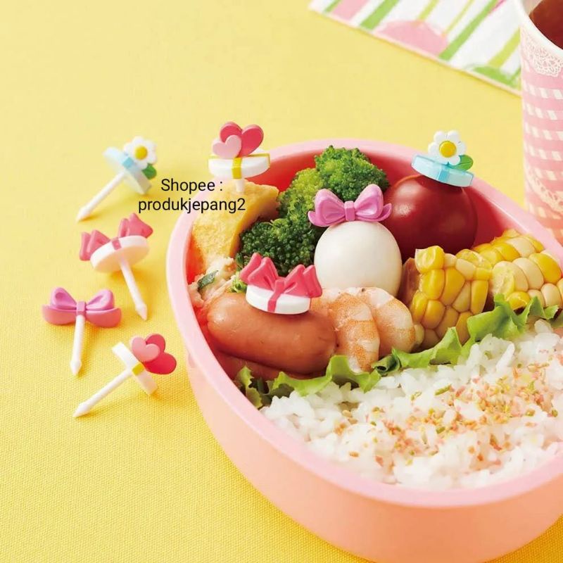 Torune Tusuk Bento Tusukan Bento Present Pick Pita Bunga Heart