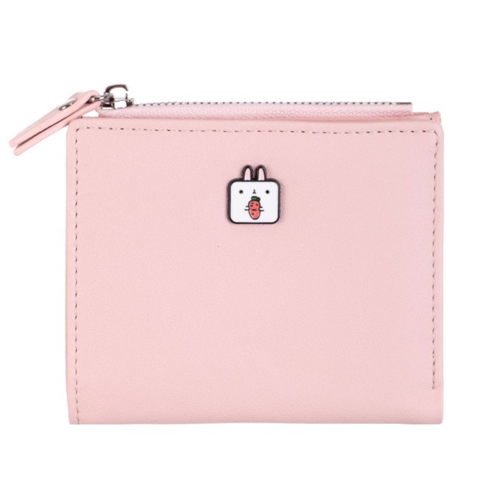 MINISO Dompet Wanita Pendek Zipper Wallet Simple Motif Kecil Lucu - Pink