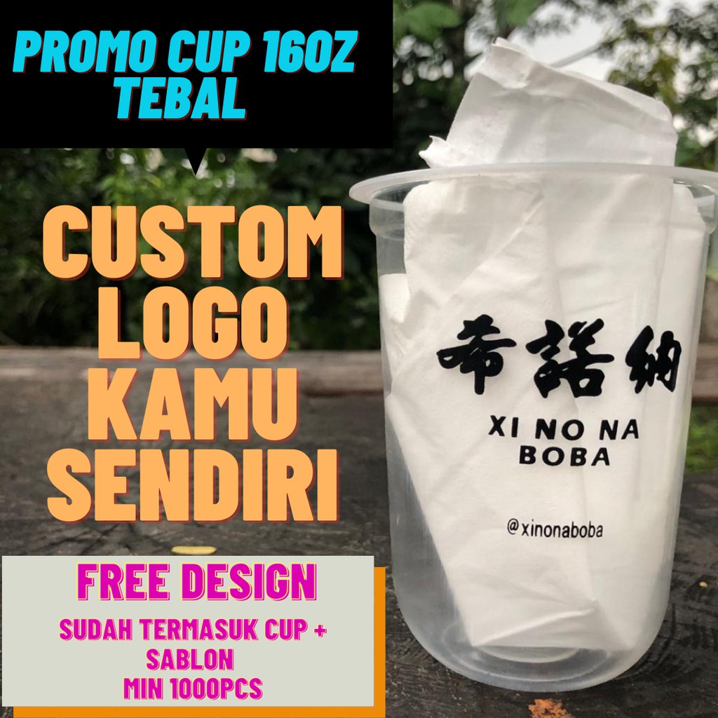 SABLON GELAS CUP PLASTIK OVAL 12oz 14oz 16oz