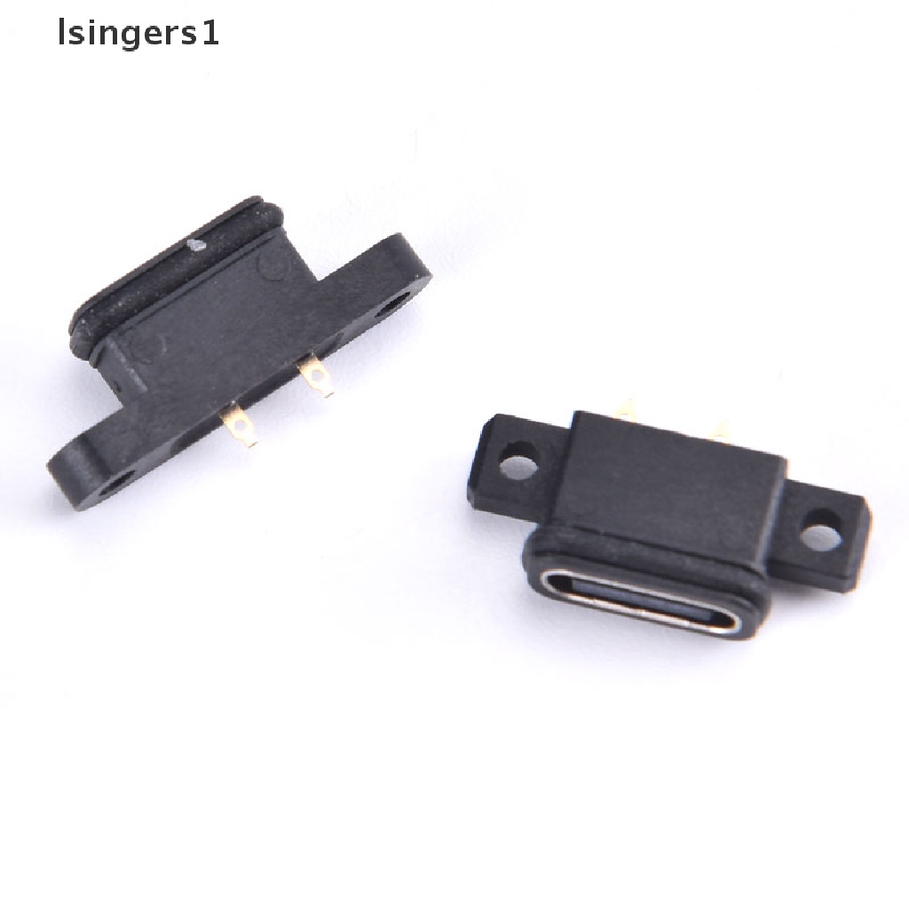 (lsingers1) Soket Port USB Tipe-C 2-Pin Female Tahan Air Dengan Lubang Skrup