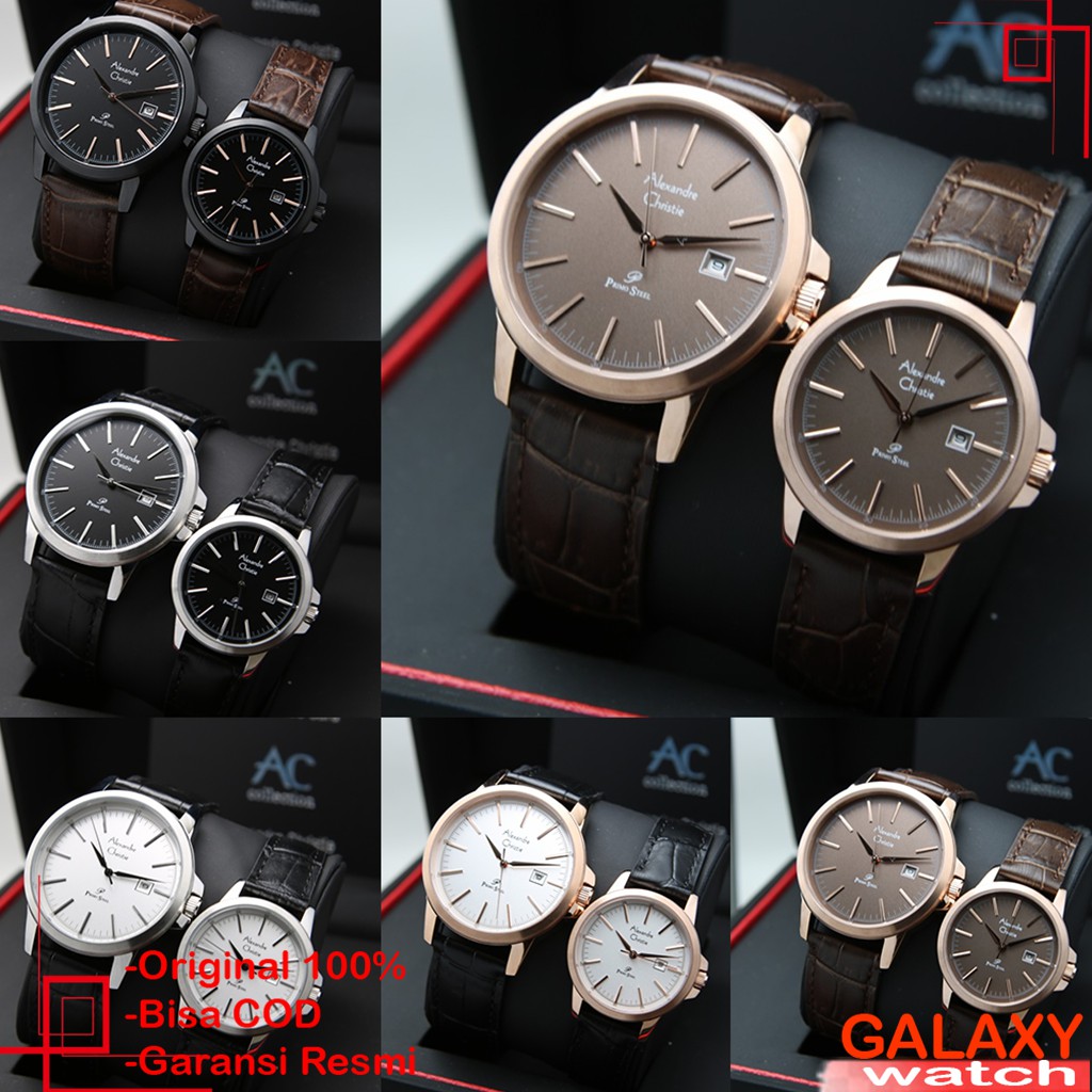 ALEXANDRE CHRISTIE COUPLE ORIGINAL JAM TANGAN TALI KULIT ALEXANDRE CHRISTIE COUPLE JAM ALEXANDRE CHR