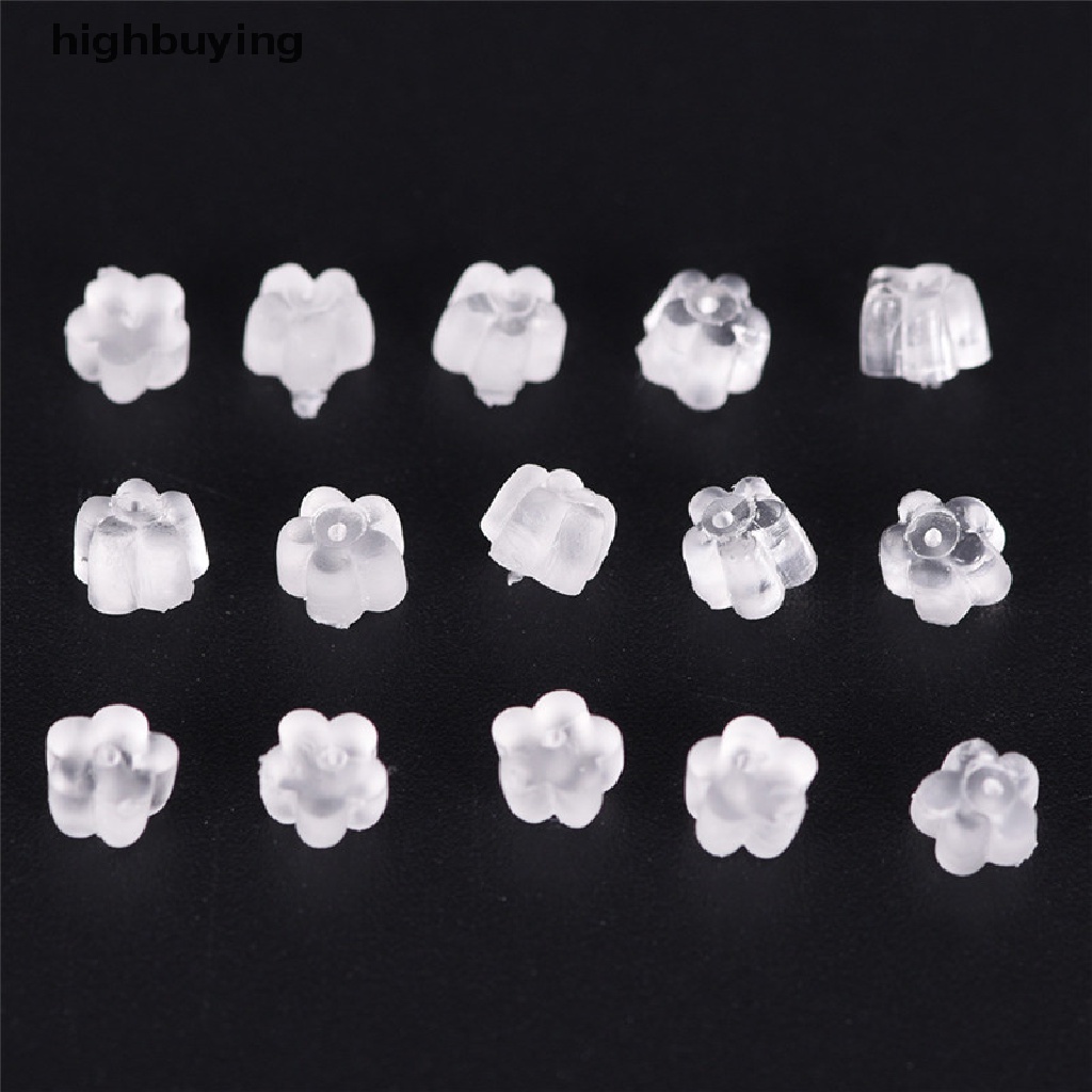 Hbid 100pcs Stopper Anting Tusuk Bahan Karet Silikon Lembut Bentuk Bunga