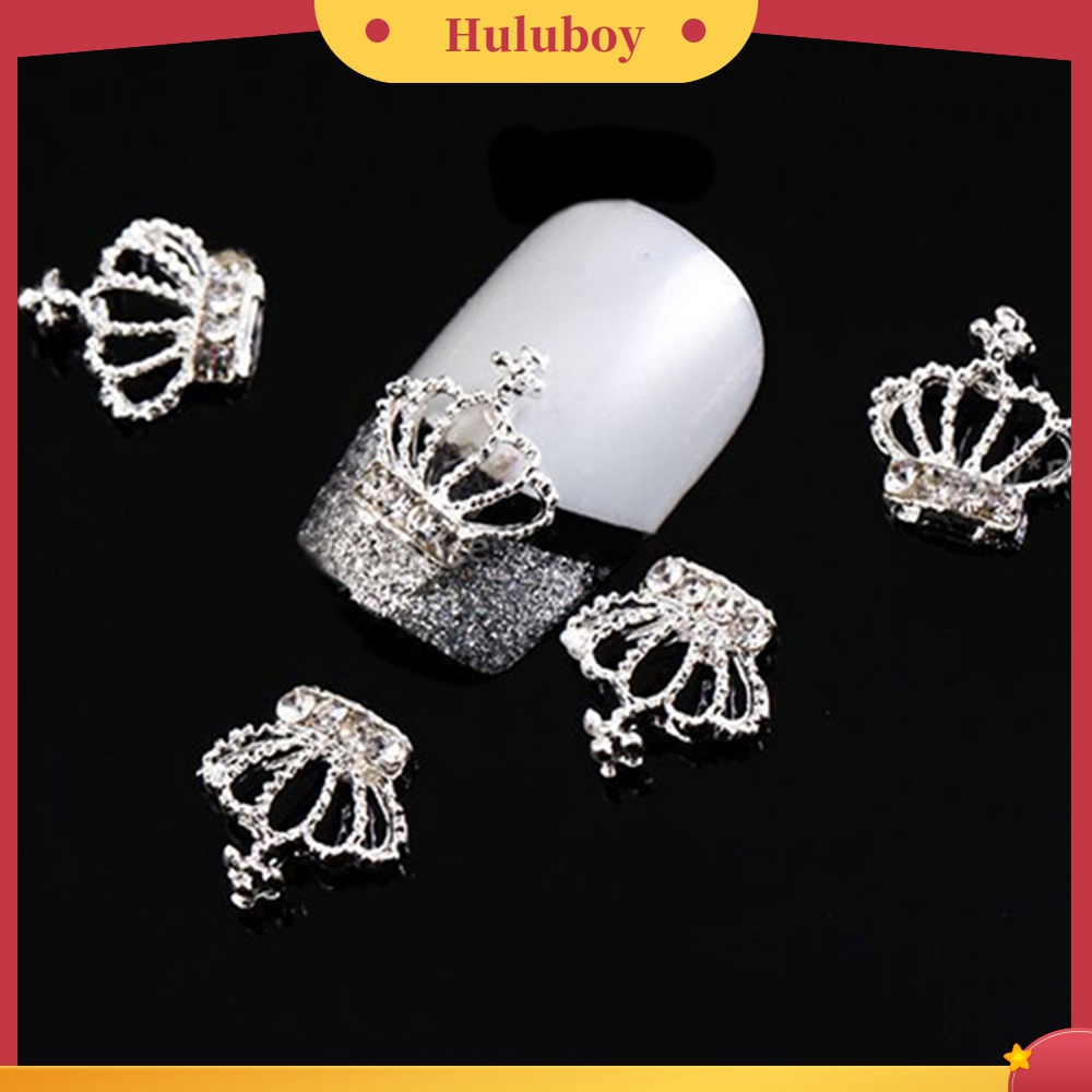 Huluboy Huluboy♡ Manik-manik Bentuk Mahkota 3D Bahan Alloy Untuk Dekorasi Nail Art