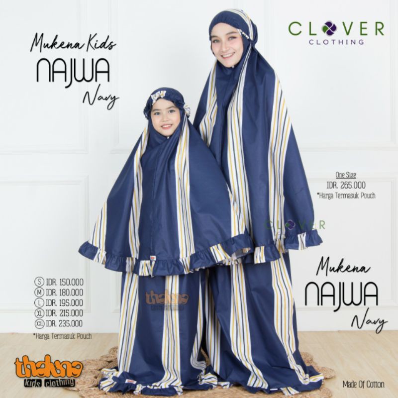 Mukena Couple - Mukena Dewasa - Mukena Kembar Ibu dan Anak - Mukena Najwa by Thaluna Clover Original