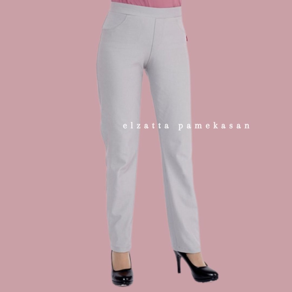 Dauky - Celana Panjang Straight Fit Abu Muda 808 - Celana Kerja Wanita